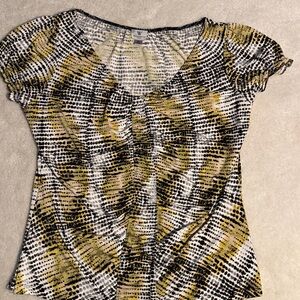 Worthington Black and Yellow Patterned Top